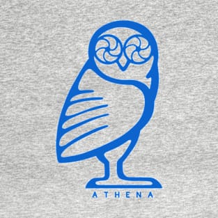 Athena owl. Design for ancient Greece fans in blue ink T-Shirt